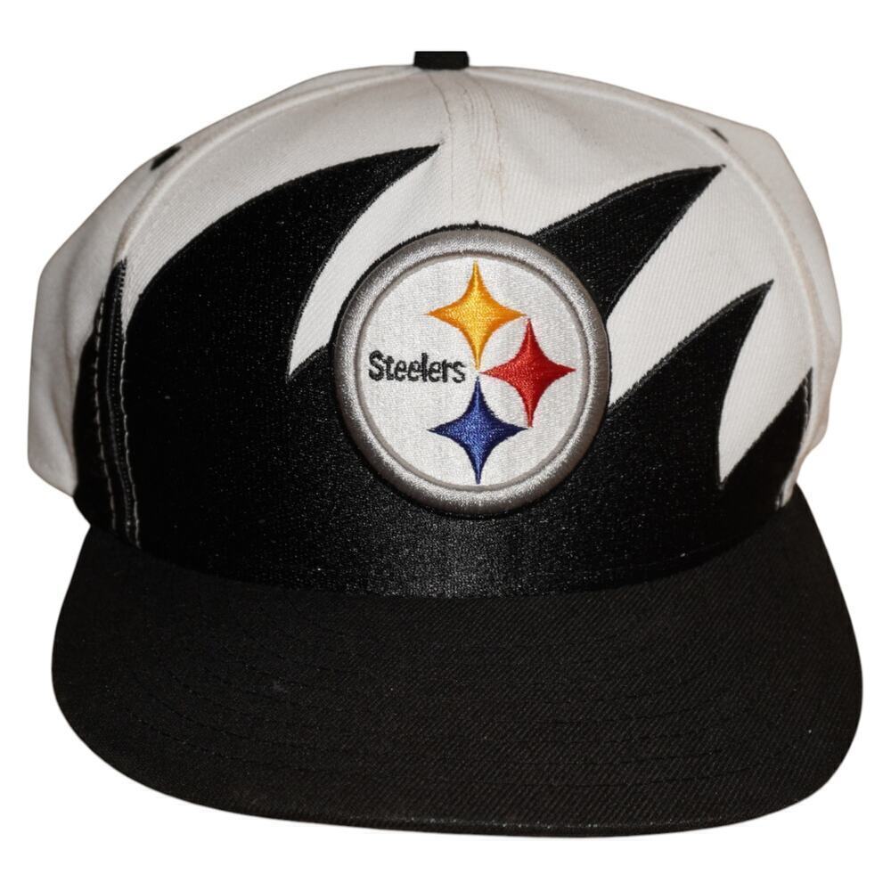 Vintage Pittsburgh Steelers New Era 9FIFTY Snapback Hat Black Shark Tooth